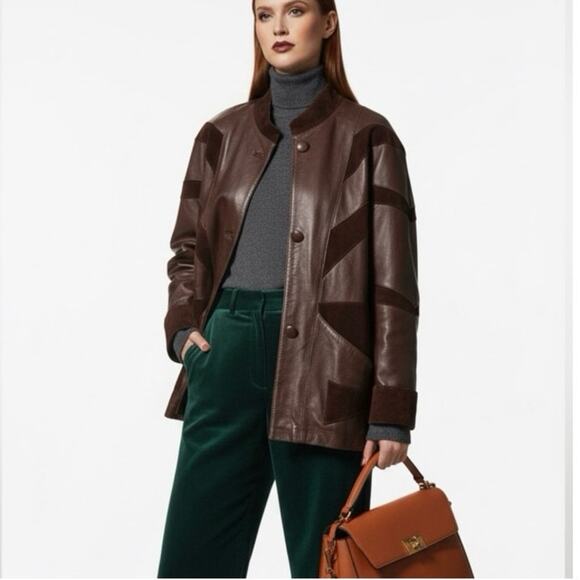 Vintage Leather Coat Womens XL Dolman Sleeve Suede Chocolate Brown Oversized - Picture 1 of 10
